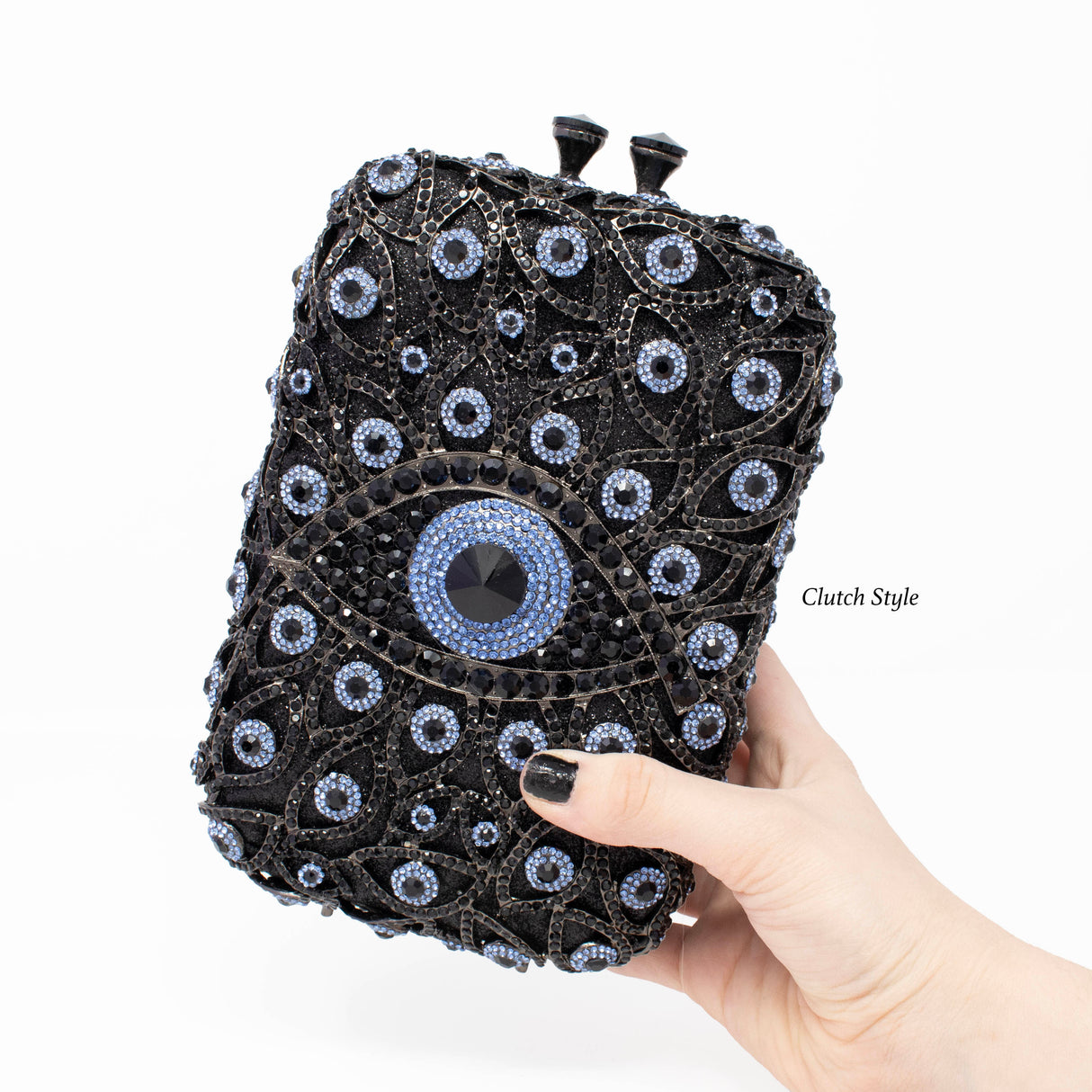 Blue Evil Eye Protection Jewel Purse With Chain