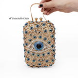 Blue Evil Eye Protection Jewel Purse With Chain