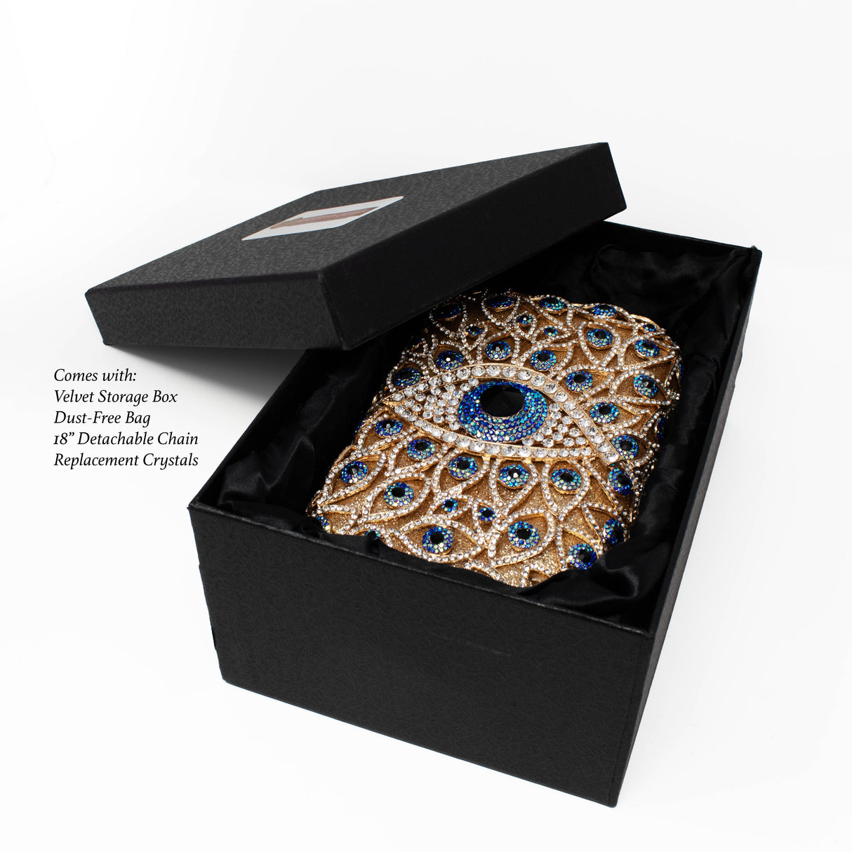 Blue Evil Eye Protection Jewel Purse With Chain
