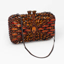 Marquis Centered Jewel Purse with Chain - Single Tone with Rectangle Jewels