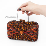 Marquis Centered Jewel Purse with Chain - Single Tone with Rectangle Jewels