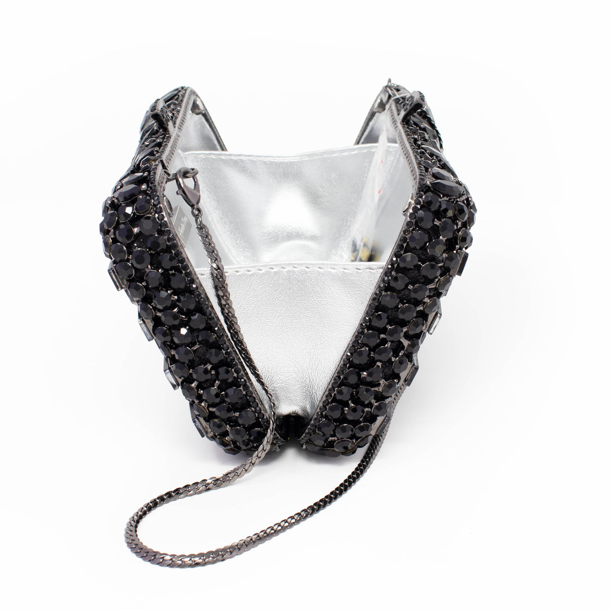 Marquis Centered Jewel Purse with Chain - Single Tone with Rectangle Jewels