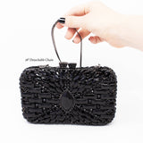 Marquis Centered Jewel Purse with Chain - Single Tone with Rectangle Jewels