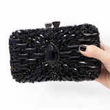 Marquis Centered Jewel Purse with Chain - Single Tone with Rectangle Jewels