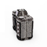 Camera Inspired Jewel Purse with Chain - Black & White