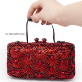 Scallop Design Jewel Purse with Radial Patterns & Chain