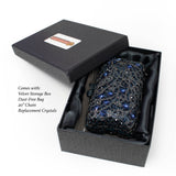 Navy Blue Rectangle Floral Jewel Purse on Gray Gray Case with Chain