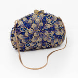 Whirlpool Floral Jewel Purse with Chain - Blues & Gold