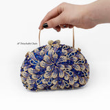 Whirlpool Floral Jewel Purse with Chain - Blues & Gold
