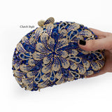Whirlpool Floral Jewel Purse with Chain - Blues & Gold