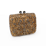 Gray & Gold Floral Jewel Purse with Chain - Square Rectangle