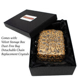 Gray & Gold Floral Jewel Purse with Chain - Square Rectangle