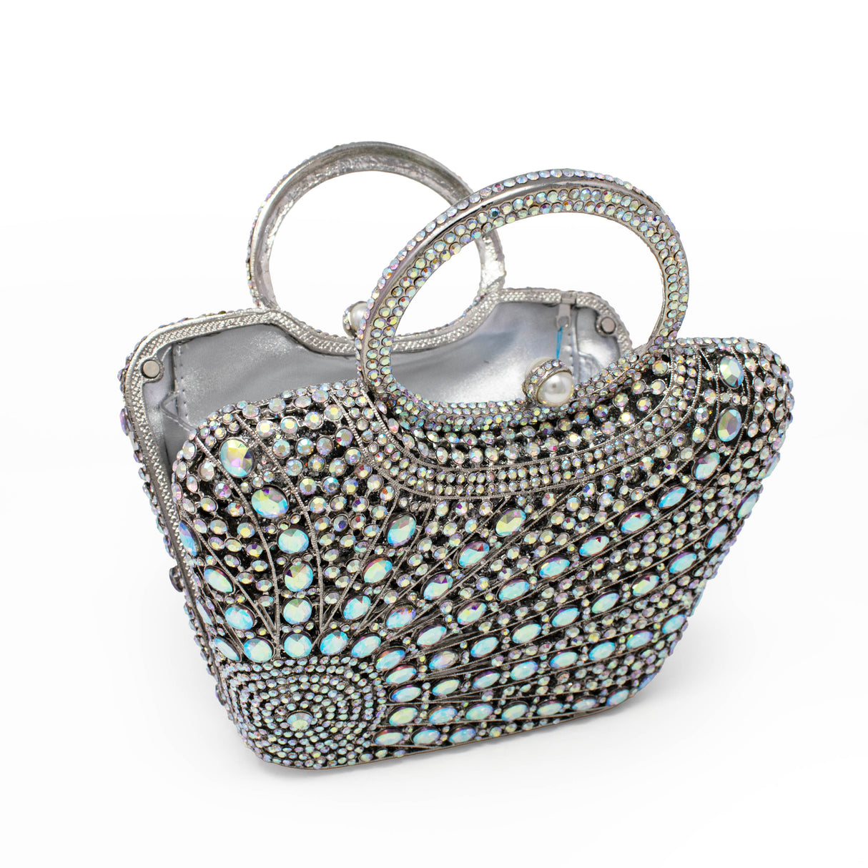 Handle Jewel Purse with Sun Radial Patterns - Angel Aura Iridescence
