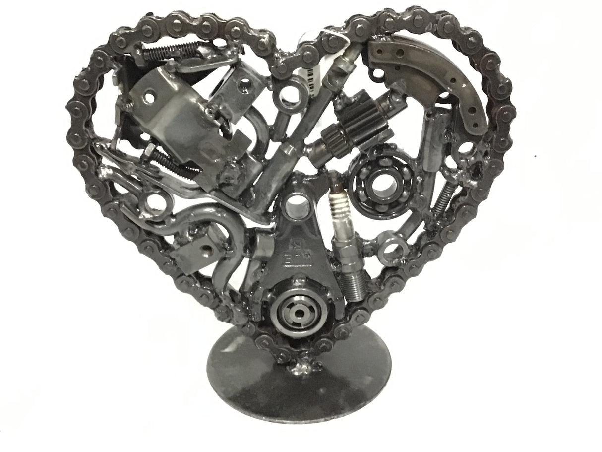 Heart Recycled Metal Art 8"
