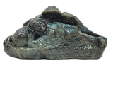 Excellent Flash Labradorite Sleeping Thai Buddha Carving