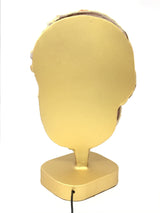 Lavender Agate Druze Slice with Cream Agate Druze Center On Illuminated Table Stand