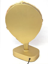 Periwinkle Agate Druze Slice with Dense Banding On Illuminated Table Stand