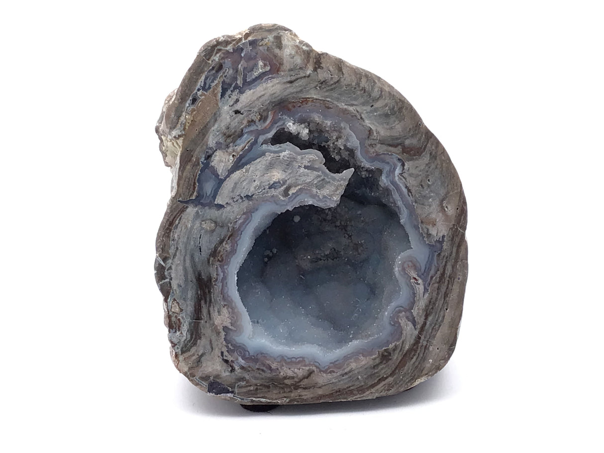 Dugway Geode with Druze - Cut & Felted Base - Slanted Cut with @ Symbol Poacket