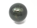 Galactic Green Polychrome Jasper Sphere on Lucite Ring Stand