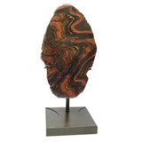 Tranche de Jaspe Tigre sur Support Sur Mesure au Design Sablier et Patine Bronze Frotté