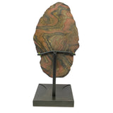 Tranche de Jaspe Tigre sur Support Sur Mesure au Design Sablier et Patine Bronze Frotté