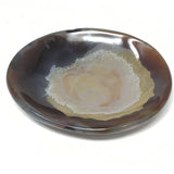 Round Agate Dish with Concetric Pattern & Light Citrine Canelian Center