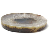 Flat Agate Dish with Quartz Exterior Layer and Multicolor Fortified Center