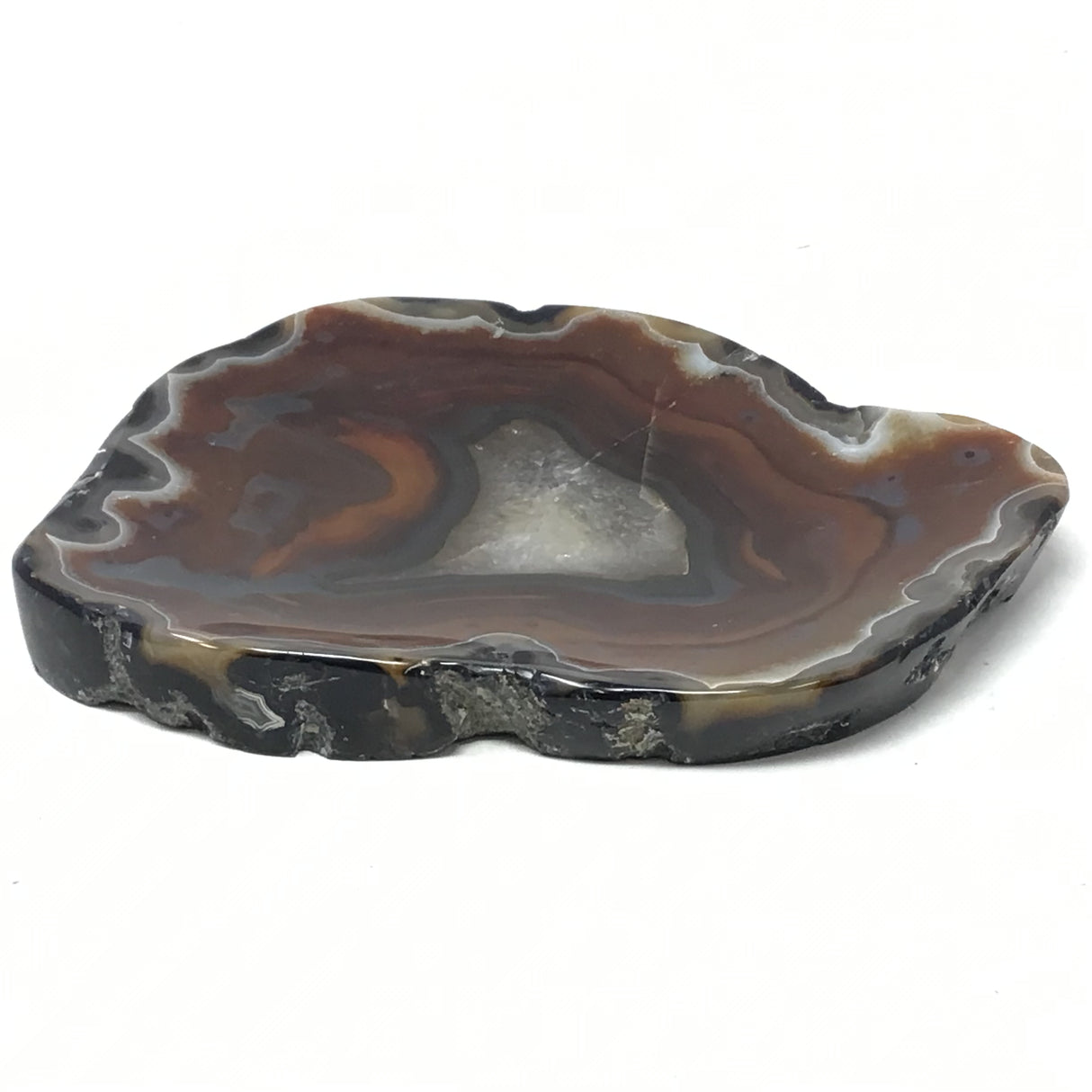 Carnelian Agate Dish with Fortified Quarz Center and Unique Shape