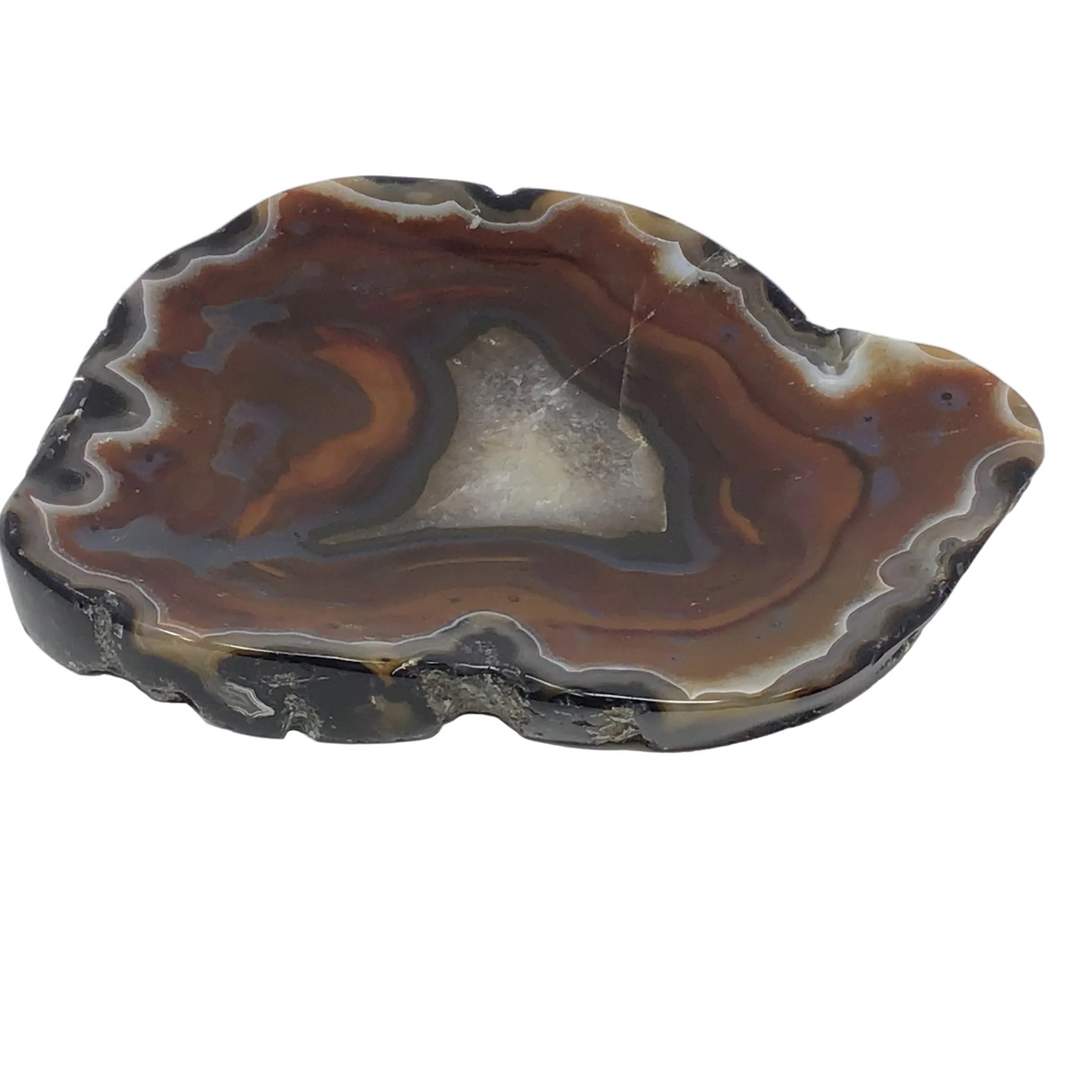 Carnelian Agate Dish with Fortified Quarz Center and Unique Shape