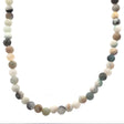 Matte amazonite 6mm round bead necklace in cream, green, and tan