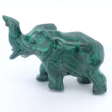 Malachite Animal Carving - Elephant with Trunk Raised