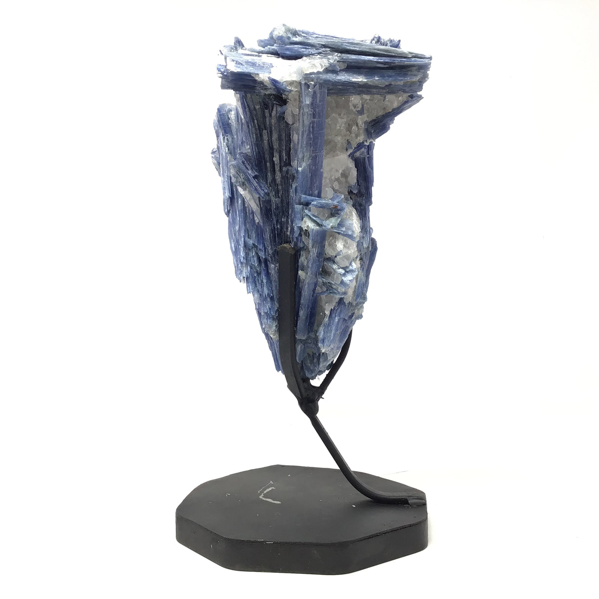 A-Quality Super Gem Blue Kyanite Cluster on Fitted Metal Stand