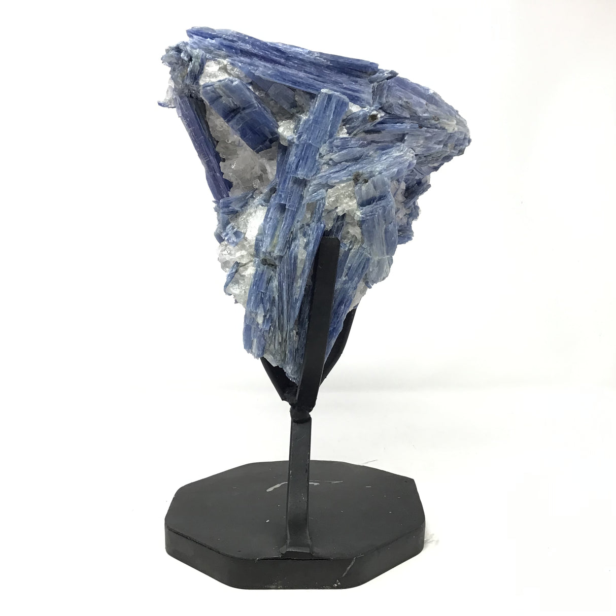 A-Quality Super Gem Blue Kyanite Cluster on Fitted Metal Stand