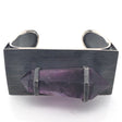 Amethyst double-terminated point wire-wrapped on the oxidized 925 sterling silver cuff, front view