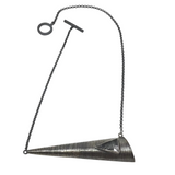 Quartz Necklace - Triangular Flat Cut Cabochon with Raised Oxidized Sterling Silver Bezel Set on Sharp Elongated Triangular Bezel Set Edge with Brushed Rhodium Finish