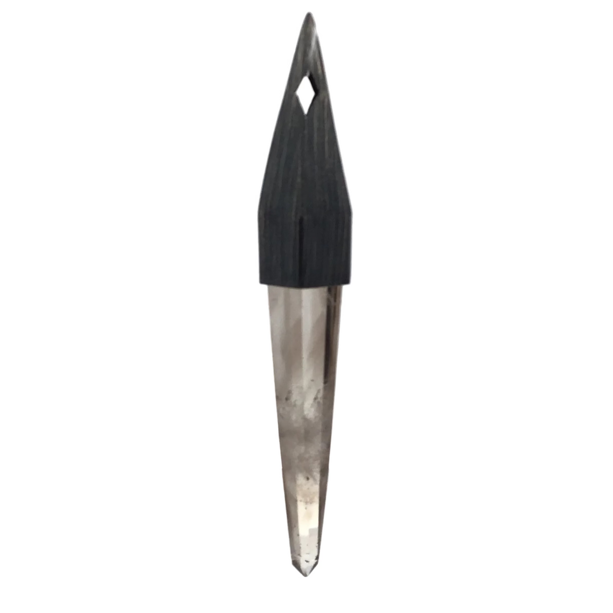 Polished Smoky Quartz Point Pendant Bezel Set in Oxidized 925 Sterling Silver Pointed Bail with Diamond Cut-Out - Crystal Home