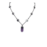 Single Point with Lantern Bezel & Plated Mini Tree of Life Chain - Sacred Geometry