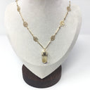 Single Point with Lantern Bezel & Plated Mini Tree of Life Chain - Sacred Geometry