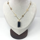 Single Point with Lantern Bezel & Plated Mini Tree of Life Chain - Sacred Geometry