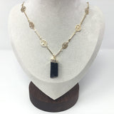 Single Point with Lantern Bezel & Plated Mini Tree of Life Chain - Sacred Geometry