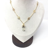 Single Point with Lantern Bezel & Plated Mini Tree of Life Chain - Sacred Geometry