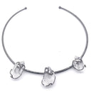 Crystal Wire Wrap Collar Necklace - 3 Unpolished Gems on Plated Brass
