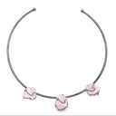 Crystal Wire Wrap Collar Necklace - 3 Unpolished Gems on Plated Brass