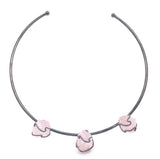 Crystal Wire Wrap Collar Necklace - 3 Unpolished Gems on Plated Brass