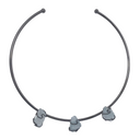 Crystal Wire Wrap Collar Necklace - 3 Unpolished Gems on Plated Brass