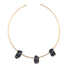 Crystal Wire Wrap Collar Necklace - 3 Unpolished Gems on Plated Brass