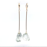 Rough Quartz Dangle Bar Earrings - Plated Over Brass