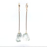Rough Quartz Dangle Bar Earrings - Plated Over Brass