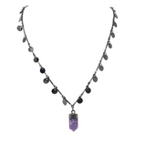 Single Cut Point Necklace with Plated Mini Medallions Over Brass