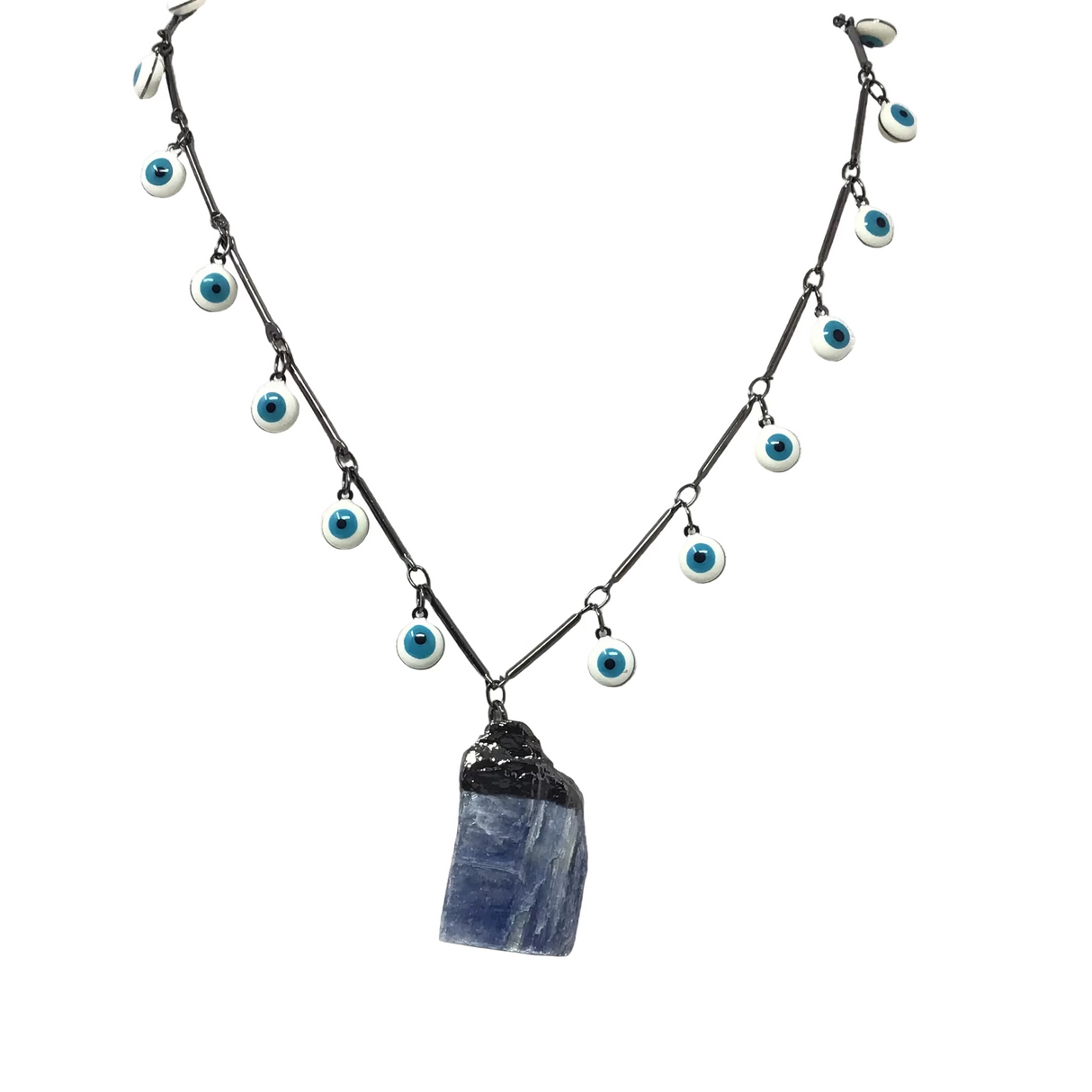 Blade Crystal & Evil Eye Chain Necklace